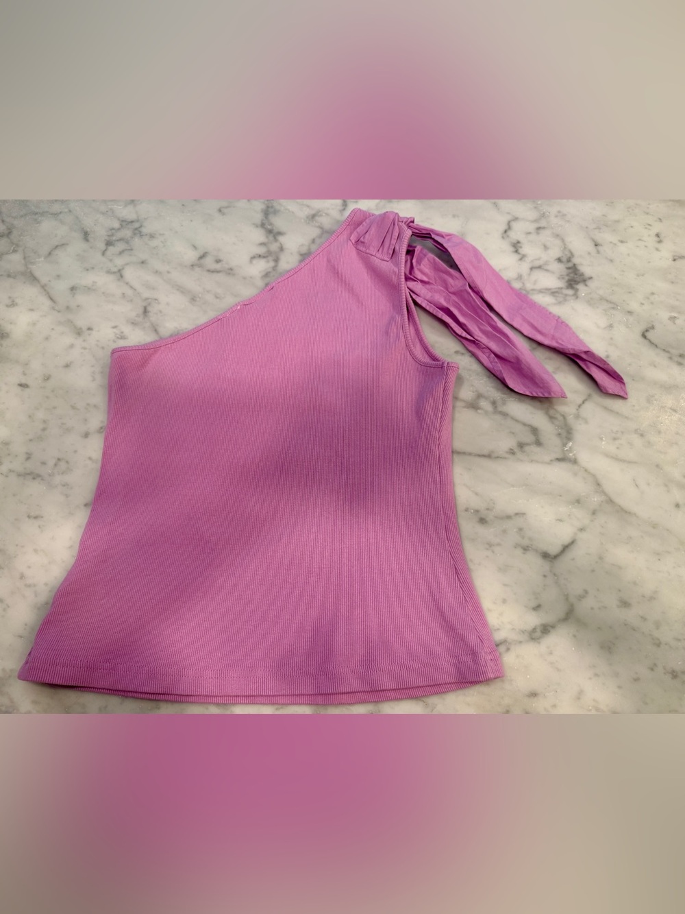Anthropologie MAEVE Lavender One-Shoulder Tie-Strap Rib Tank